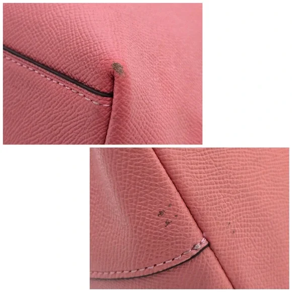 Coach Gallery Tote Pink Crossgrain Leather Shoulder Bag Double Handles Zip Top